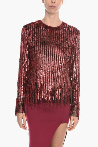 Top in Ciniglia Paillettata con Frange