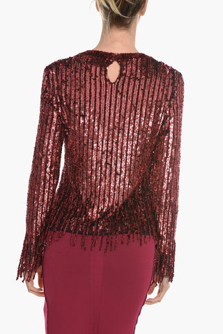 Top in Ciniglia Paillettata con Frange