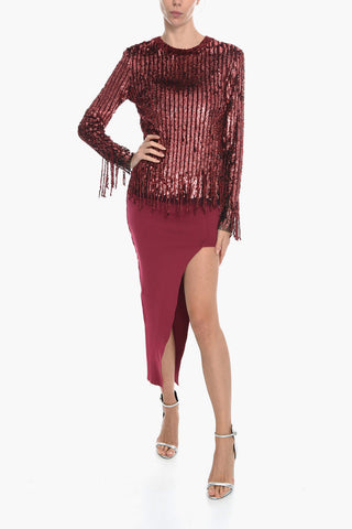 Top in Ciniglia Paillettata con Frange