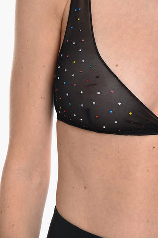 Reggiseno Trasparente con Strass Multicolor