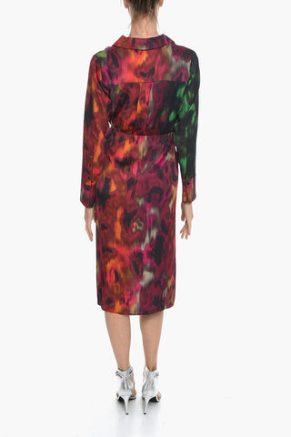Tie Dye Effect SAREEN Maxi Shirt Dress with Ruffe Details