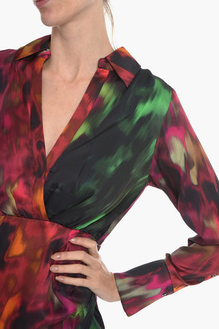 Tie Dye Effect SAREEN Maxi Shirt Dress with Ruffe Details