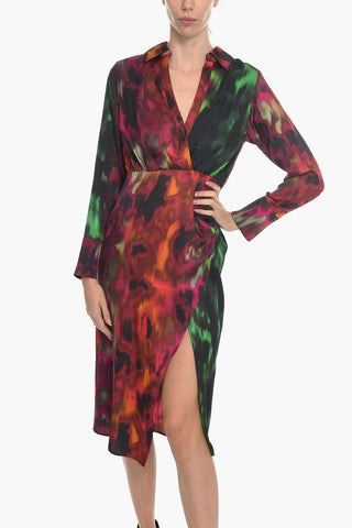 Tie Dye Effect SAREEN Maxi Shirt Dress with Ruffe Details