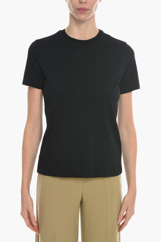 Solid Color SUZANA Crew-neck T-Shirt with Printed Logo