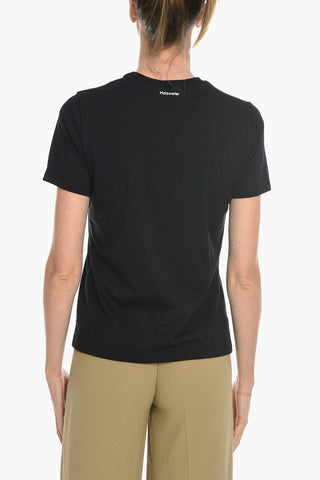 Solid Color SUZANA Crew-neck T-Shirt with Printed Logo