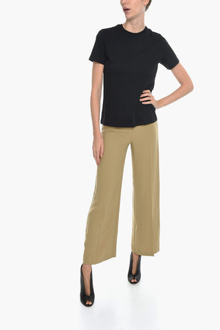 Solid Color SUZANA Crew-neck T-Shirt with Printed Logo