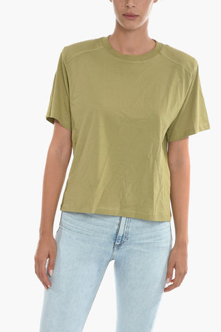 Solid Color DOMINIC Crew-Neck T-shirt with Padded Shoulder