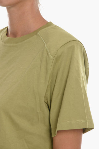 Solid Color DOMINIC Crew-Neck T-shirt with Padded Shoulder