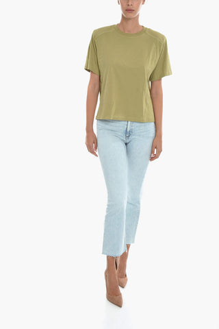 Solid Color DOMINIC Crew-Neck T-shirt with Padded Shoulder