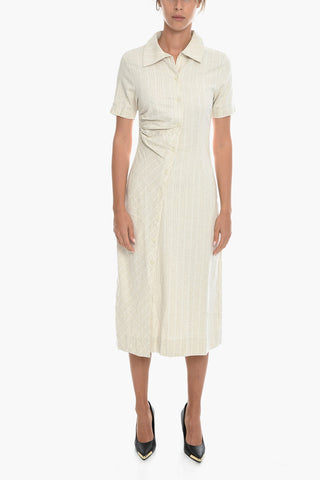 Short Sleeve Cotton and Linen PEPP Shirt Dress with Asymmetrical Buttoning