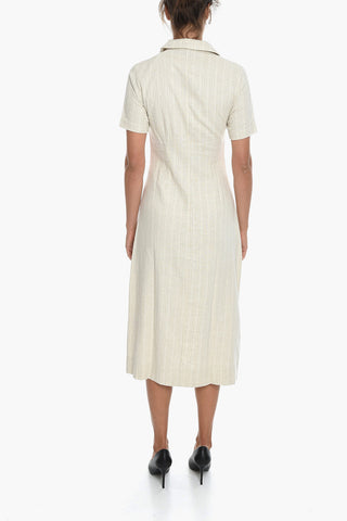Short Sleeve Cotton and Linen PEPP Shirt Dress with Asymmetrical Buttoning