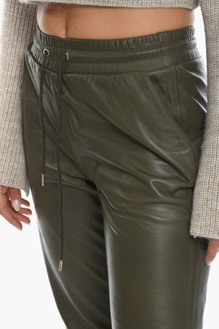 Leather 4 Pockets TAZ Pants with Drawstring on the Waist