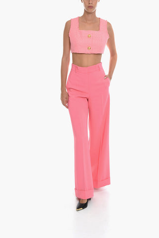Tweed Crop Top with Jewel Buttons