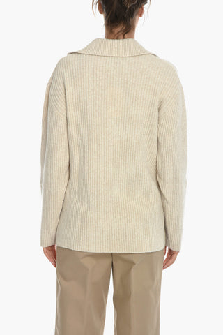 Ribbed Wool FROIA Sweater with Polo Neck