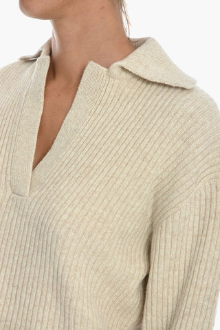 Ribbed Wool FROIA Sweater with Polo Neck