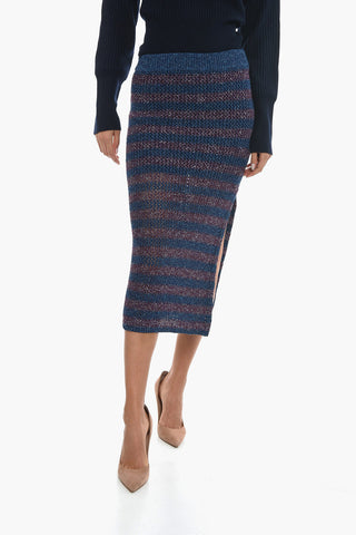 Longuette CARSON in Maglia a Righe con Spacco Laterale 