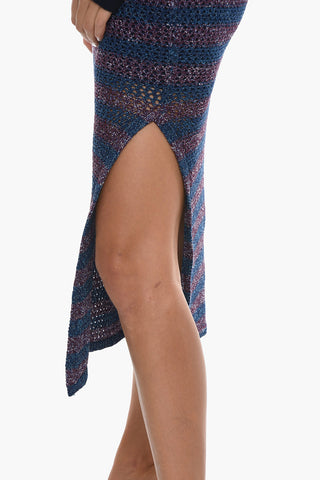 Longuette CARSON in Maglia a Righe con Spacco Laterale 