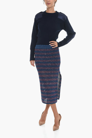 Longuette CARSON in Maglia a Righe con Spacco Laterale 
