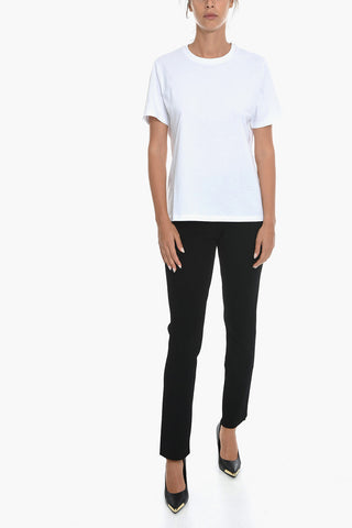Solid Color SUZANA Crew-neck T-Shirt with Printed Logo