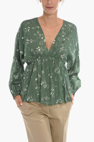 블라우스 GERTRUD 플로럴 패턴 퍼프 소매