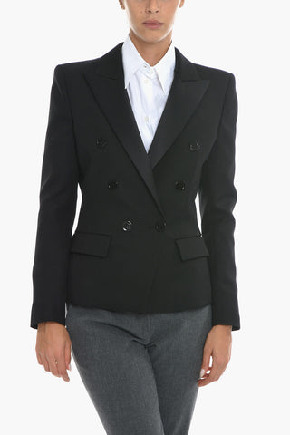 Double-breasted Blazer with Satin Peak Lapel
