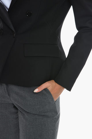 Double-breasted Blazer with Satin Peak Lapel