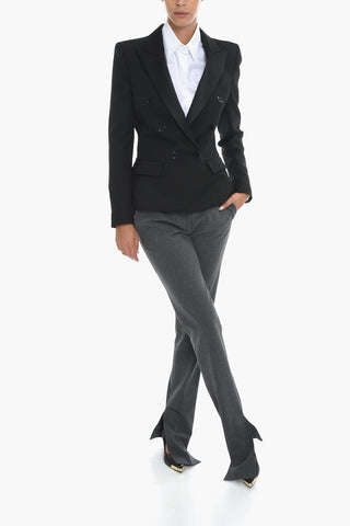 Double-breasted Blazer with Satin Peak Lapel