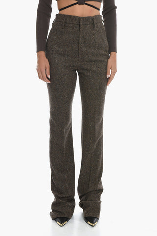Wool Flared Fit Tweed Pants