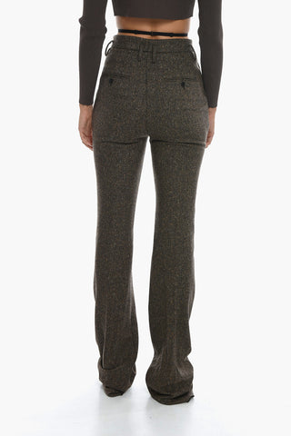 Wool Flared Fit Tweed Pants