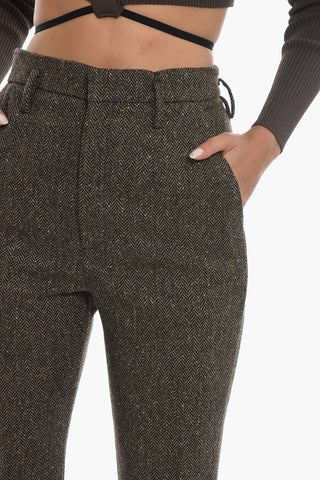Wool Flared Fit Tweed Pants