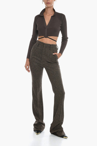 Wool Flared Fit Tweed Pants