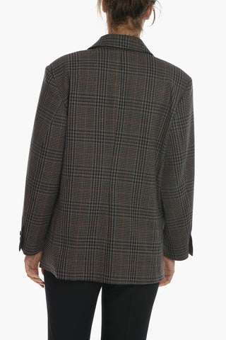 Houndstooth Motif 3-Button Oversized Blazer