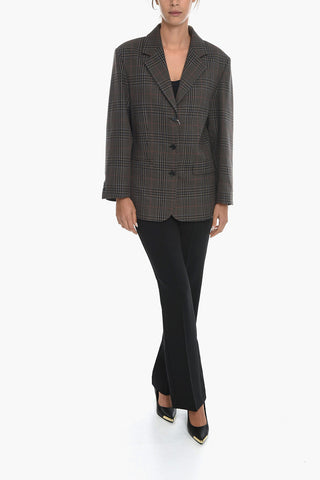 Houndstooth Motif 3-Button Oversized Blazer