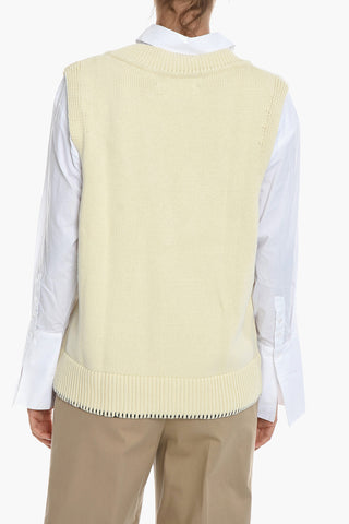 V-Neck KRISTA Knitted Vest with Contrasting Stitching