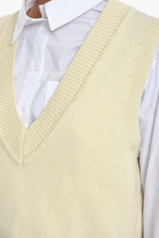 V-Neck KRISTA Knitted Vest with Contrasting Stitching