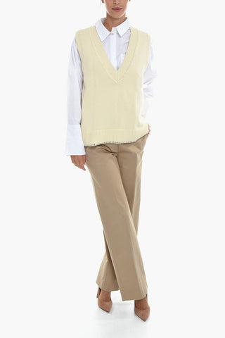 V-Neck KRISTA Knitted Vest with Contrasting Stitching