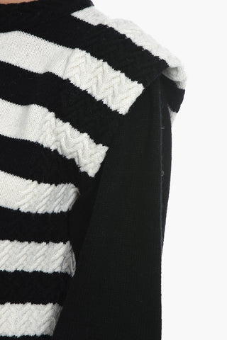 Awning Striped ENA Crew-Neck Sweater with Padded Shoulder