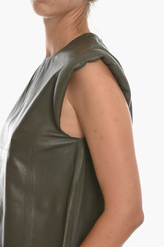 Leather DEBBIE Top with Padded Shoulder