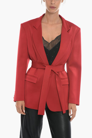 Satin Single-Breasted Jacket LOVER With Belt
