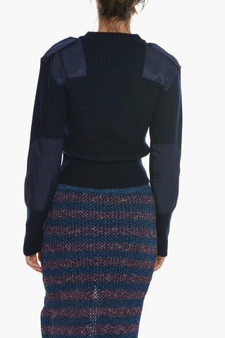 ICONS Wool Ribbed NIKOLE Sweater with Satin Details