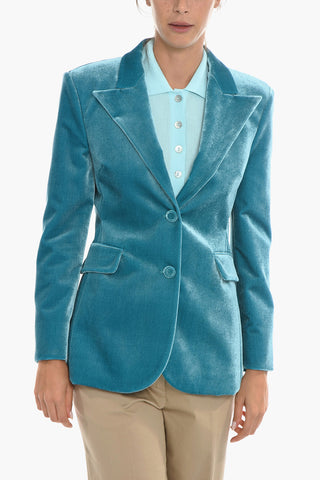 Velour Slim Fit Blazer with Peak Lapel