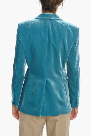 Velour Slim Fit Blazer with Peak Lapel