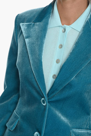 Velour Slim Fit Blazer with Peak Lapel