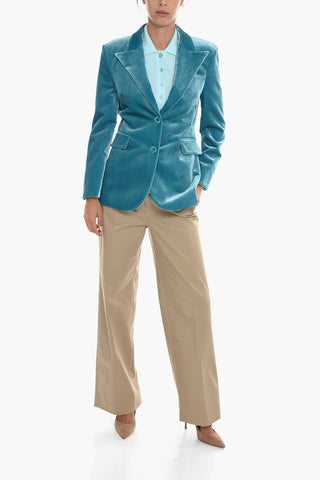Velour Slim Fit Blazer with Peak Lapel