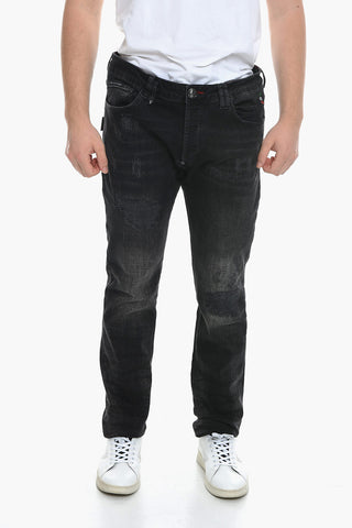Super Straight Fit Denims with Distressed Design