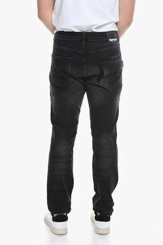 Super Straight Fit Denims with Distressed Design