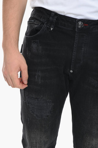 Super Straight Fit Denims with Distressed Design