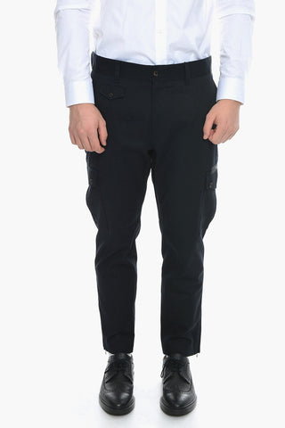 Stretch Cotton Cargo Trousers with Zipped Detail