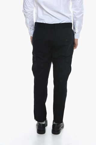 Stretch Cotton Cargo Trousers with Zipped Detail