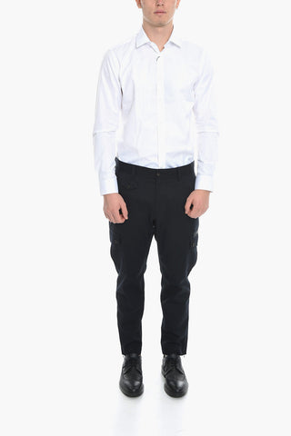 Stretch Cotton Cargo Trousers with Zipped Detail